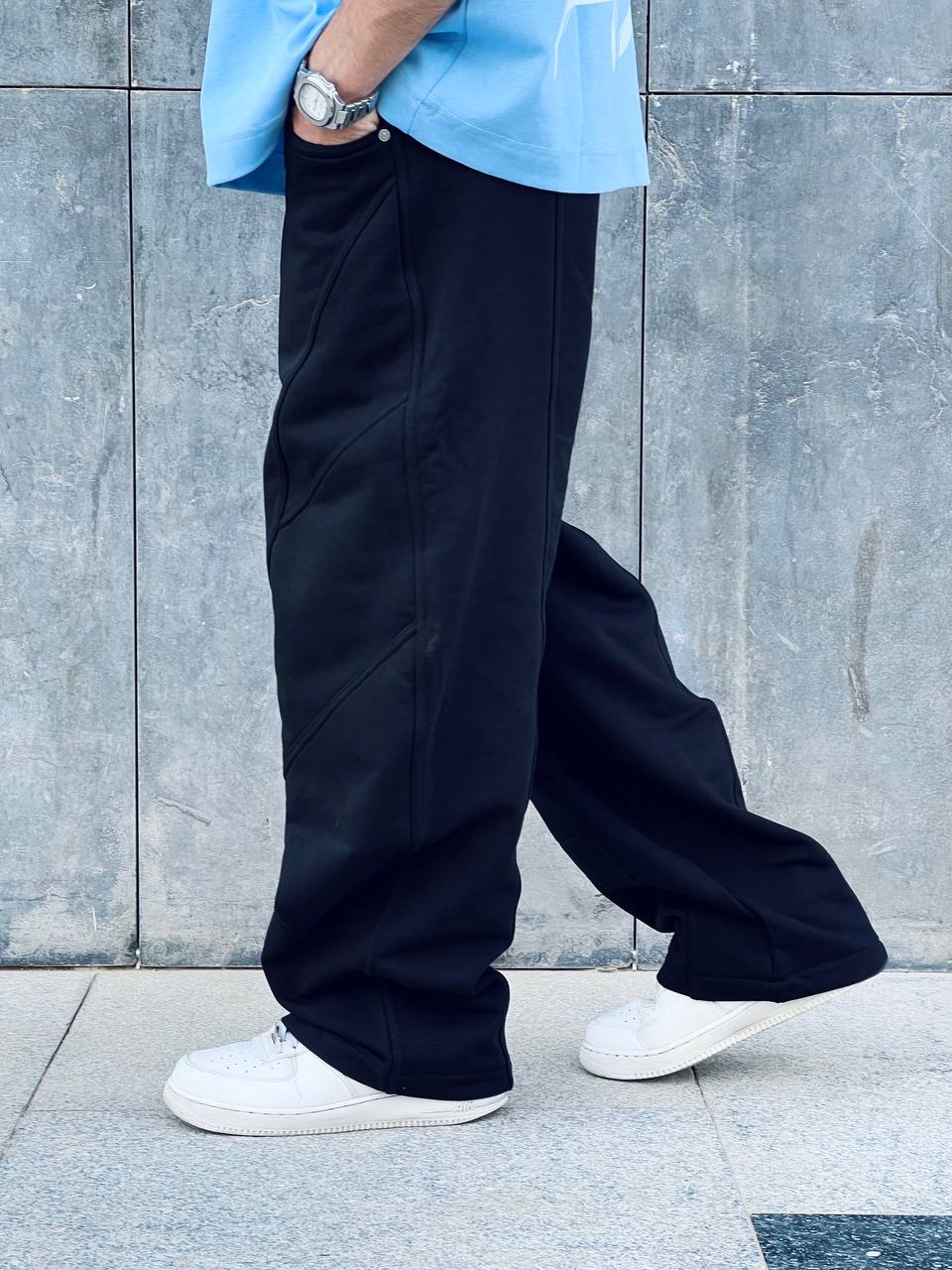 black wide leg sweatpants