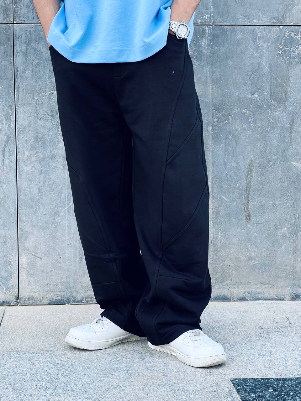 black wide leg sweatpants