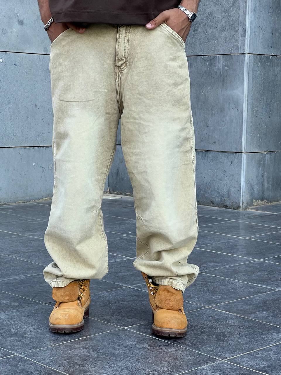 Beige wide leg