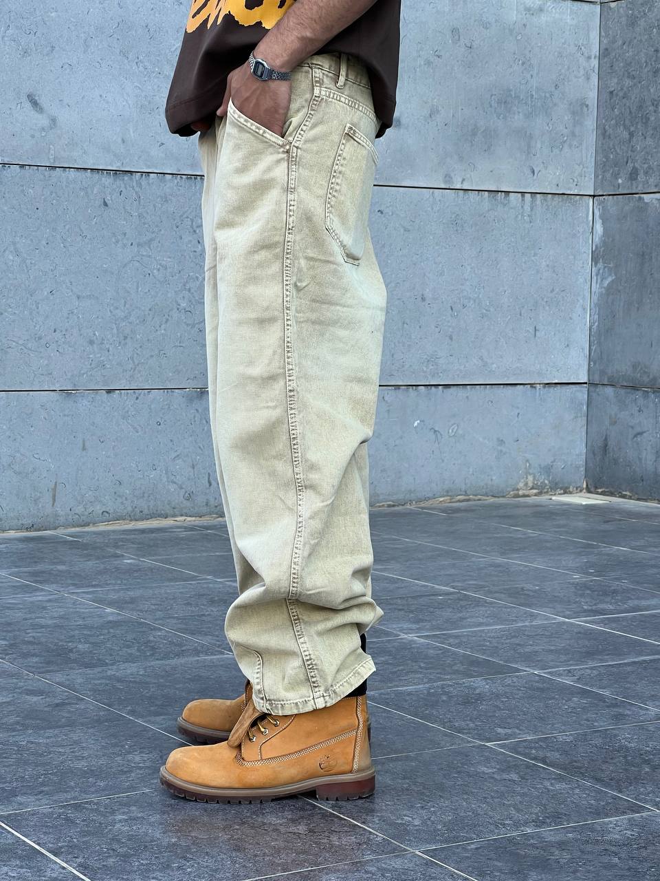Beige wide leg