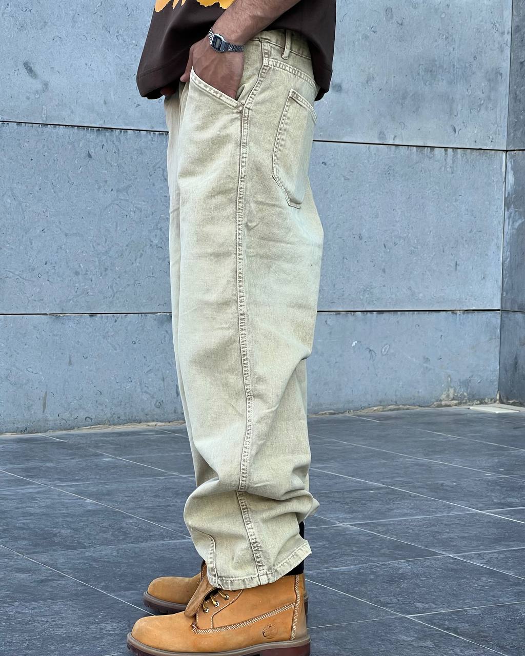 Beige wide leg